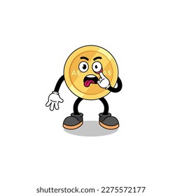 Character Illustration of australian dollar with tongue sticking out , character design