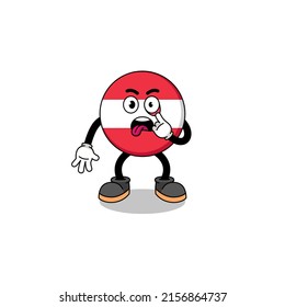 Character Illustration of austria flag with tongue sticking out , character design