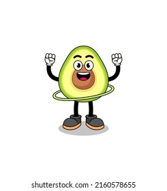 Character Illustration of avocado playing hula hoop , character design