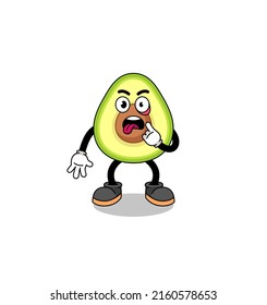 Character Illustration of avocado with tongue sticking out , character design