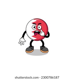 Character Illustration of bahrain flag with tongue sticking out , character design