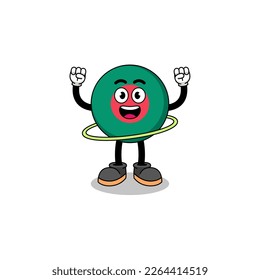 Character Illustration of bangladesh flag playing hula hoop , character design