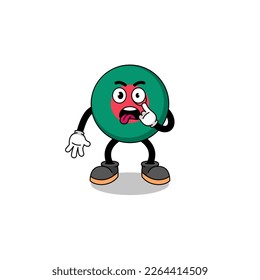 Character Illustration of bangladesh flag with tongue sticking out , character design