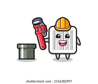 Ilustración de caracteres del código de barras como plomero, diseño bonito