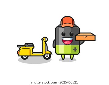 Character Illustration of battery as a pizza deliveryman , cute style design for t shirt, sticker, logo element