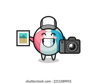 Character Illustration of beach ball as a photographer , cute design