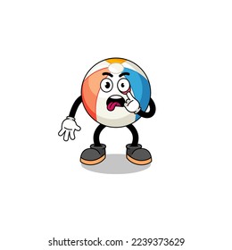 Character Illustration of beach ball with tongue sticking out , character design