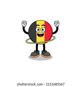 Character Illustration of belgium flag playing hula hoop