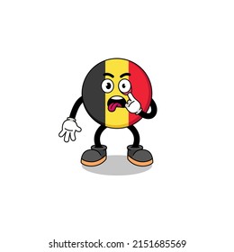 Character Illustration of belgium flag with tongue sticking out