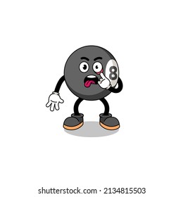 Character Illustration of billiard ball with tongue sticking out , character design