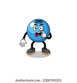 Character Illustration of blueberry with tongue sticking out , character design