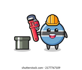 Character Illustration of botswana flag badge as a plumber , cute style design for t shirt, sticker, logo element