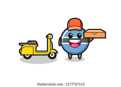 Character Illustration of botswana flag badge as a pizza deliveryman , cute style design for t shirt, sticker, logo element