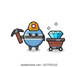 Character Illustration of botswana flag badge as a miner , cute style design for t shirt, sticker, logo element