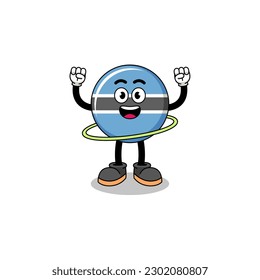 Character Illustration of botswana playing hula hoop , character design