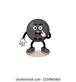 Character Illustration of bowling ball with tongue sticking out , character design