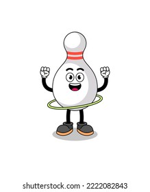 Zeichen Illustration des Bowlingstiftes beim Abspielen des Hula-Hoops , Charakterdesign