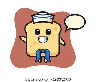 Character illustration of bread as a sailor man, cute style design for t shirt, sticker, logo element