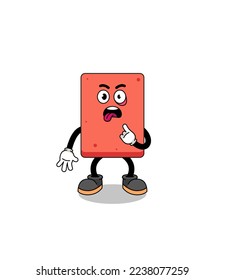 Character Illustration of brick with tongue sticking out , character design