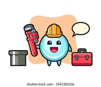 Character illustration of bubble as a plumber
