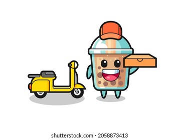 Character Illustration of bubble tea as a pizza deliveryman , cute style design for t shirt, sticker, logo element