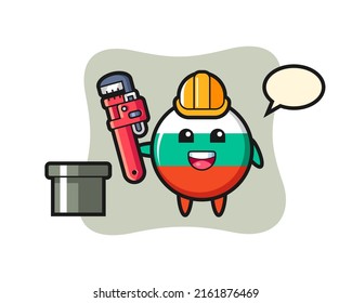 Character Illustration of bulgaria flag badge as a plumber , cute style design for t shirt, sticker, logo element