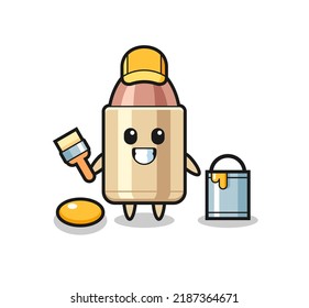Character Illustration of bullet as a painter , cute style design for t shirt, sticker, logo element