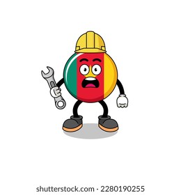 Character Illustration of cameroon flag with 404 error , character design