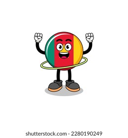 Character Illustration of cameroon flag playing hula hoop , character design