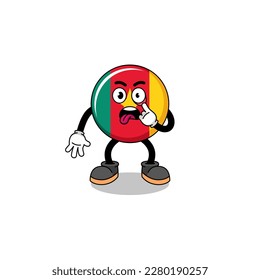 Character Illustration of cameroon flag with tongue sticking out , character design