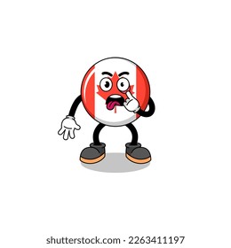 Character Illustration of canada flag with tongue sticking out , character design