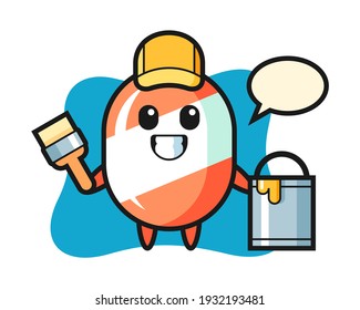 Character illustration of candy as a painter