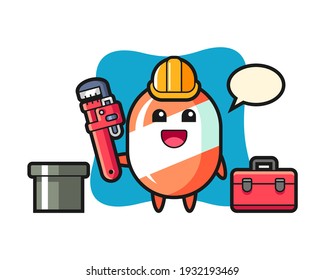Character illustration of candy as a plumber