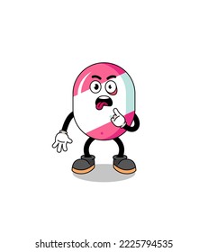 Character Illustration of candy with tongue sticking out , character design