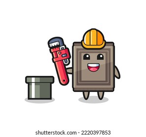 Character Illustration of carpet as a plumber , cute design