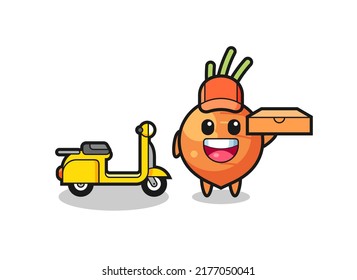 Character Illustration of carrot as a pizza deliveryman , cute style design for t shirt, sticker, logo element
