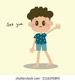 character illustration cartoon boy cute emotion see you
