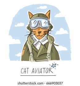 Character illustration with cat aviator