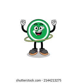 Character Illustration of check mark playing hula hoop , character design