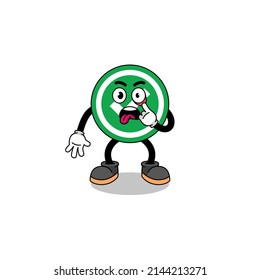 Character Illustration of check mark with tongue sticking out , character design