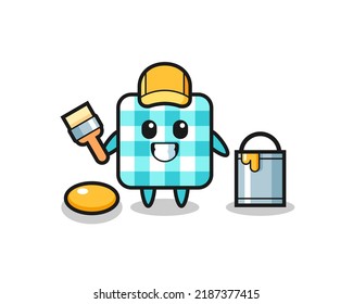 Característica Ilustración de manteles de cuadros como pintor , diseño de estilo lindo para camiseta, pegatina, elemento logo