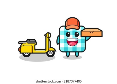 Character Illustration of checkered tablecloth as a pizza deliveryman , cute style design for t shirt, sticker, logo element