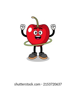 Zeichen Illustration von Kirschen spielen Hula-Hoop, Charakterdesign