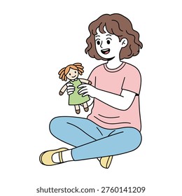 Character illustration child playing