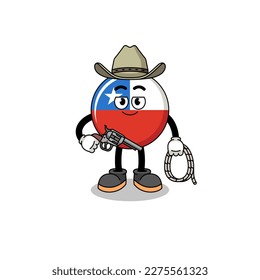 Character Illustration of chile flag catching money with a magnet , character design