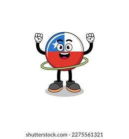 Character Illustration of chile flag with tongue sticking out , character design