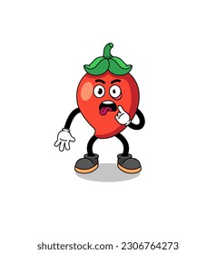 Character Illustration of chili pepper with tongue sticking out , character design