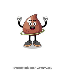 Character Illustration of choco chip playing hula hoop , character design