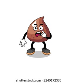 Character Illustration of choco chip with tongue sticking out , character design