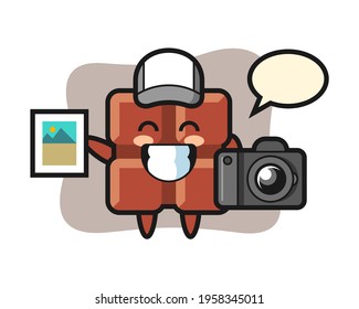 Character illustration of chocolate bar as a photographer, cute style design for t shirt, sticker, logo element